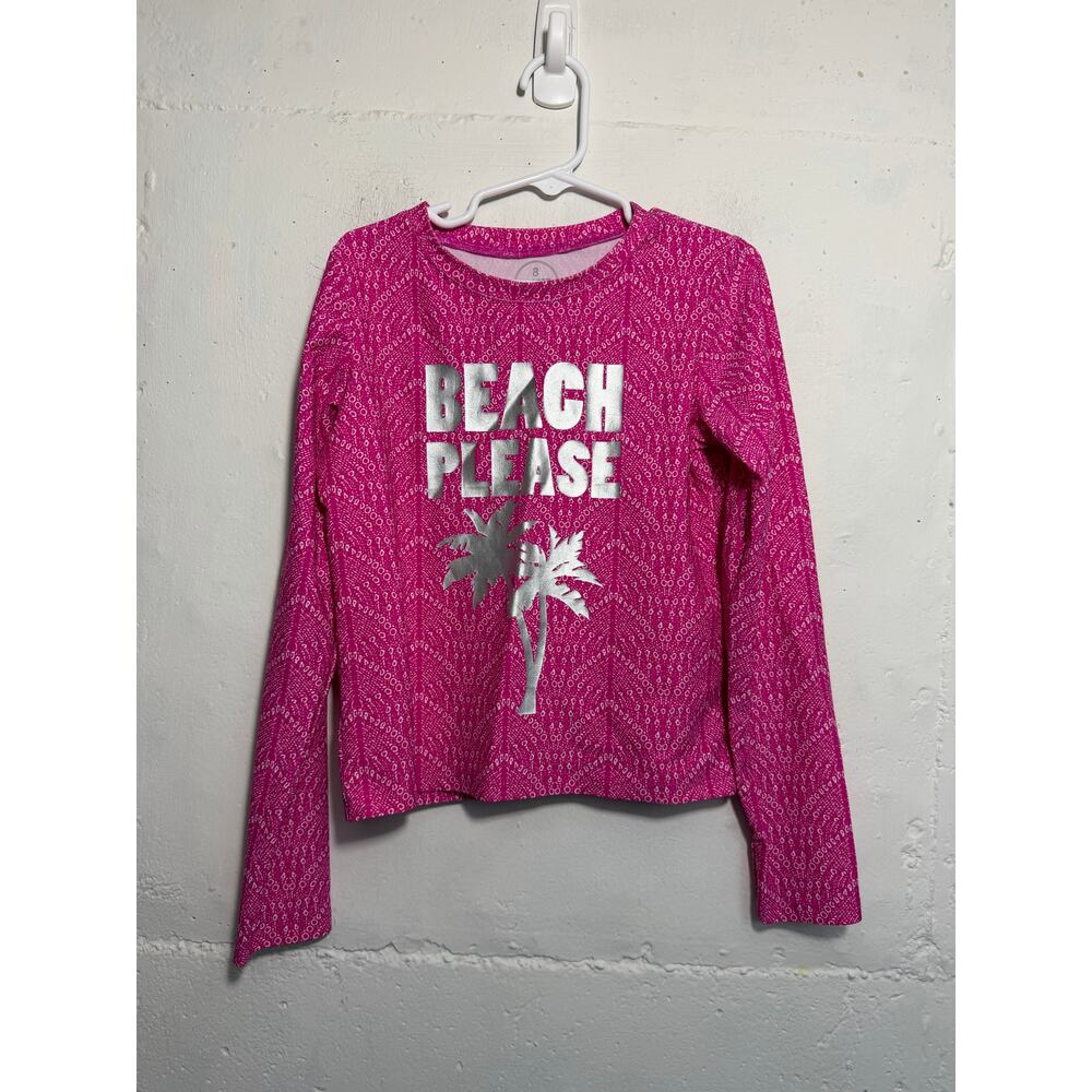 Mott50 Girls Size 8 Rash Guard Beach Please Pink Long Sleeve Swimwear